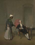 Arthur William Devis Portrait of a Gentleman, Possibly William Hickey, and an Indian Servant Spain oil painting artist